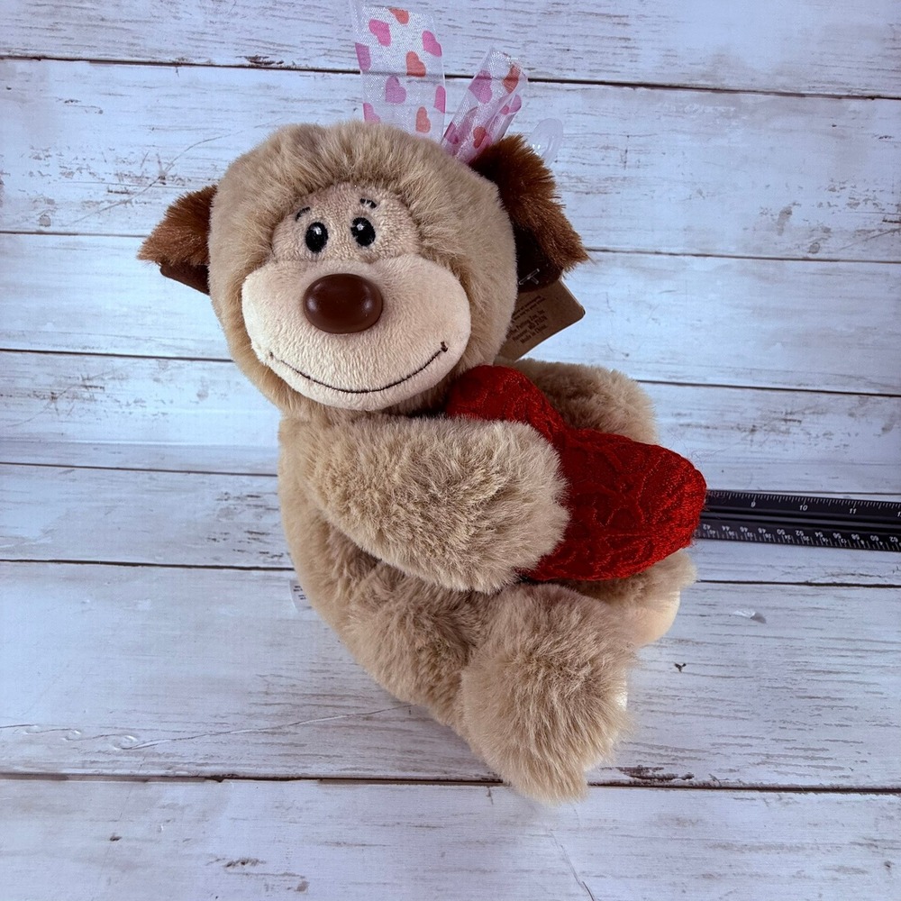 The Petting Zoo Plush Puppy Dog with Red Heart‎ Valentine Stuffed Animal 10 Inch